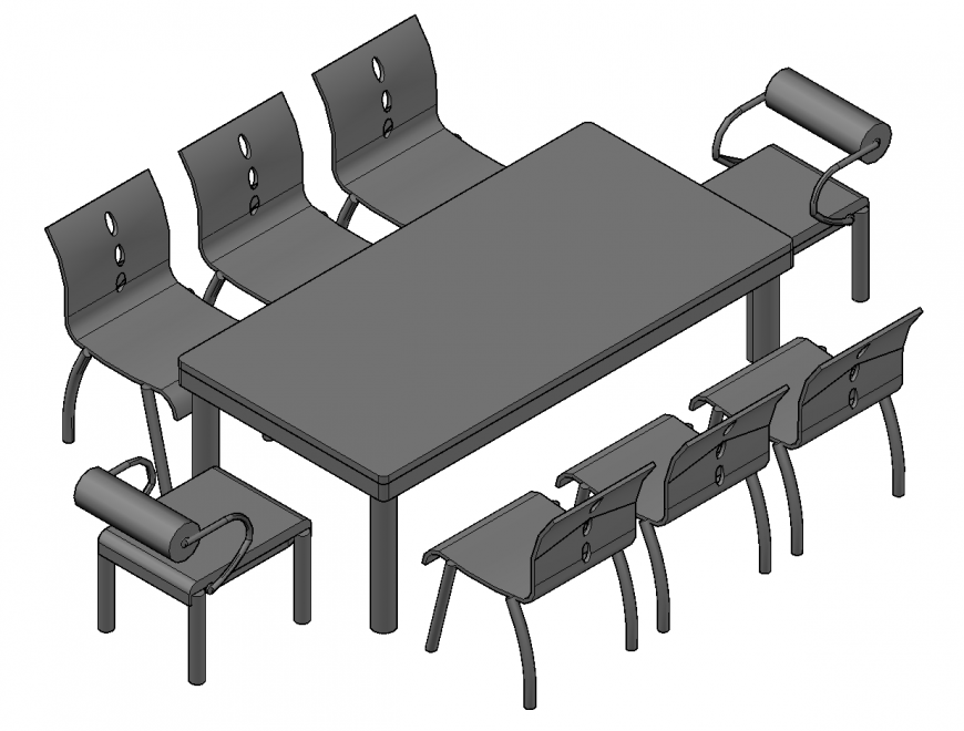 Conference table and chair detail 3d model furniture block autoad file